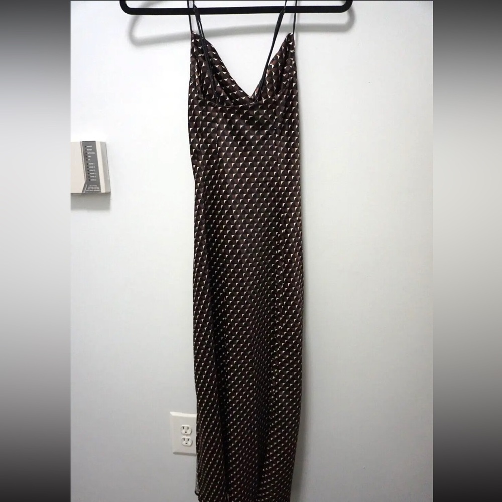 Banana Republic Cowl Neck Satin Slip Valley Printed Midi Dress XS - Picture 7 of 8